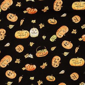 Clothwork Halloween Parade Pumpkins in Black 0.5m Fabric Length - 537520