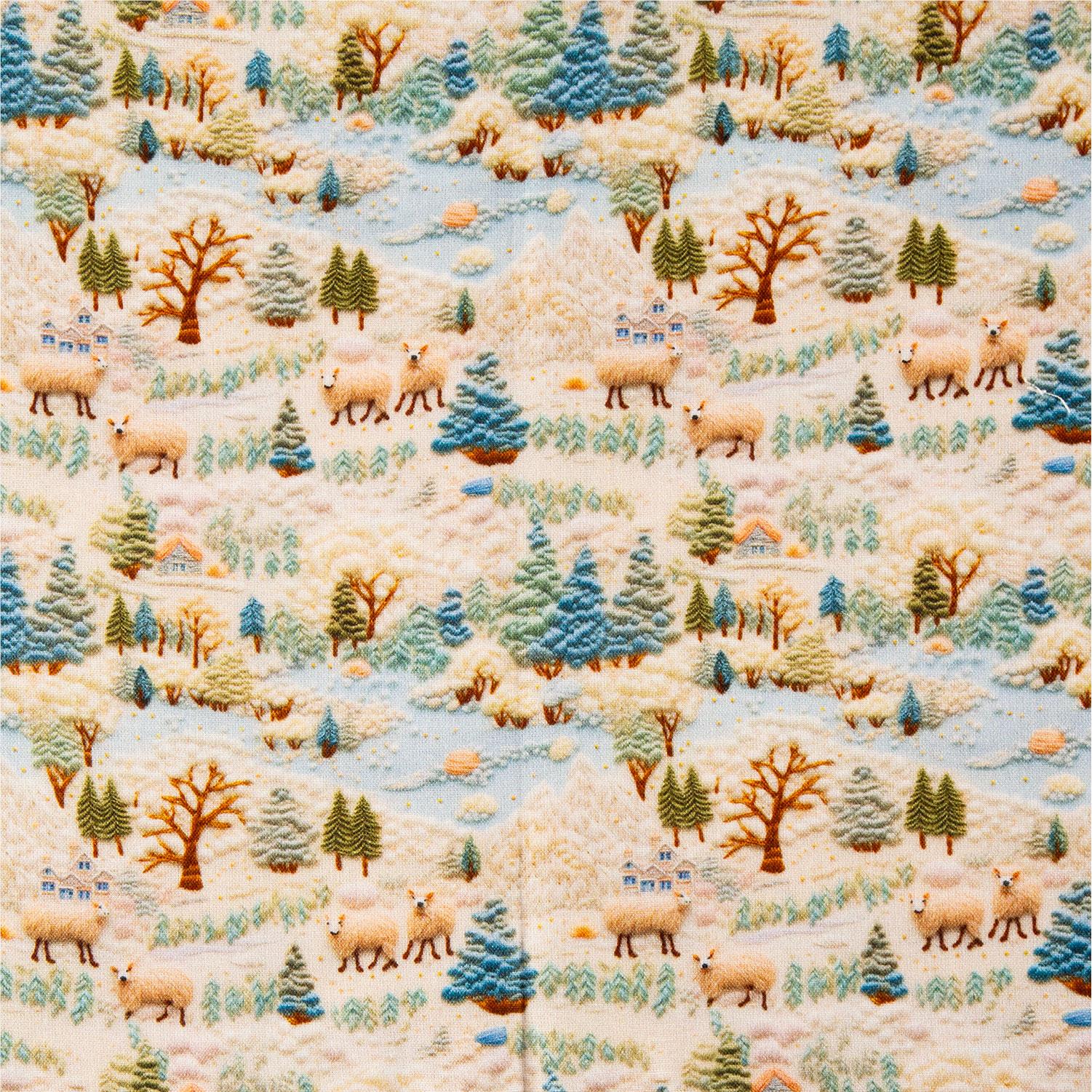 Fabric Freedom Christmas Digital Print 100% Quilting Cotton Fabric - Pick N Mix - 4 x 0.5m by 112cm/44" Wide - 2m in Total - Knitted Winter Highland Sheep