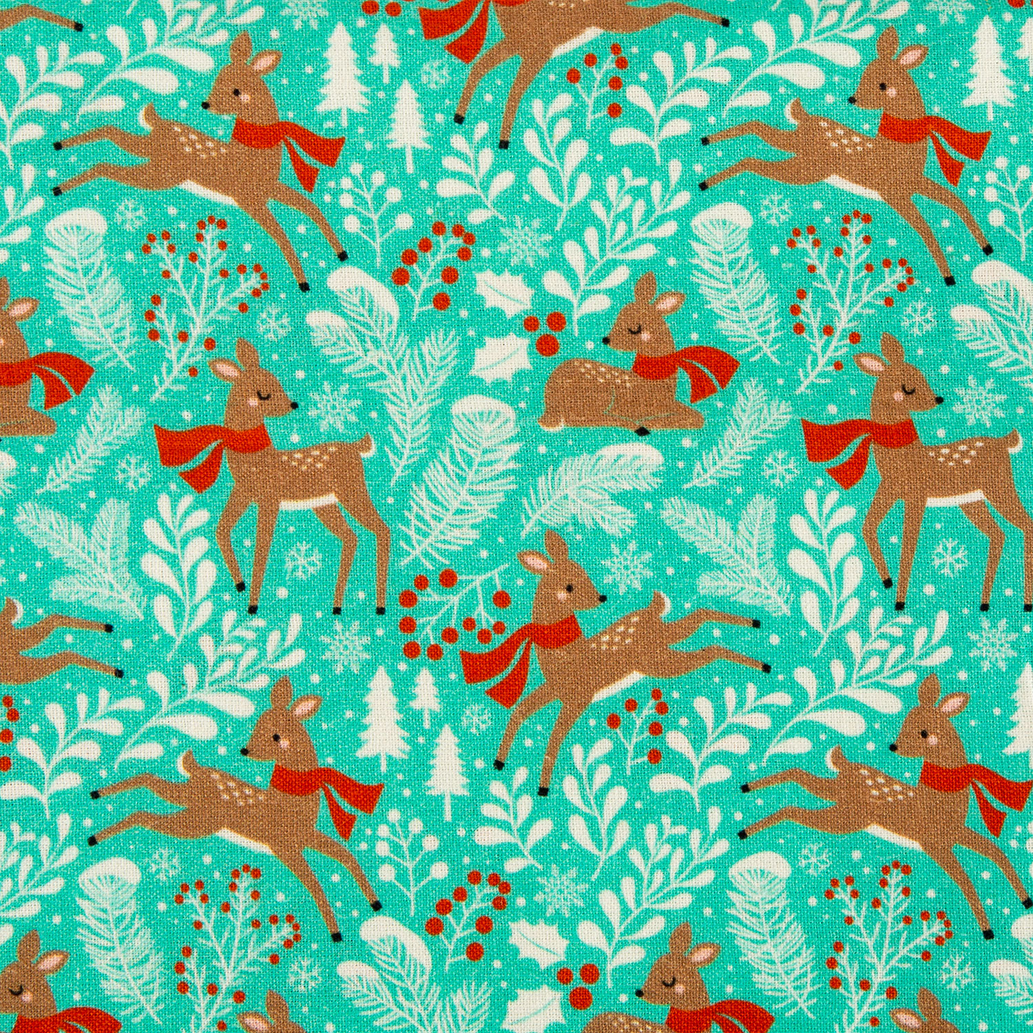 Fabric Freedom Christmas Digital Print 100% Quilting Cotton Fabric - Pick N Mix - 4 x 0.5m by 112cm/44" Wide - 2m in Total - Festive Fawn