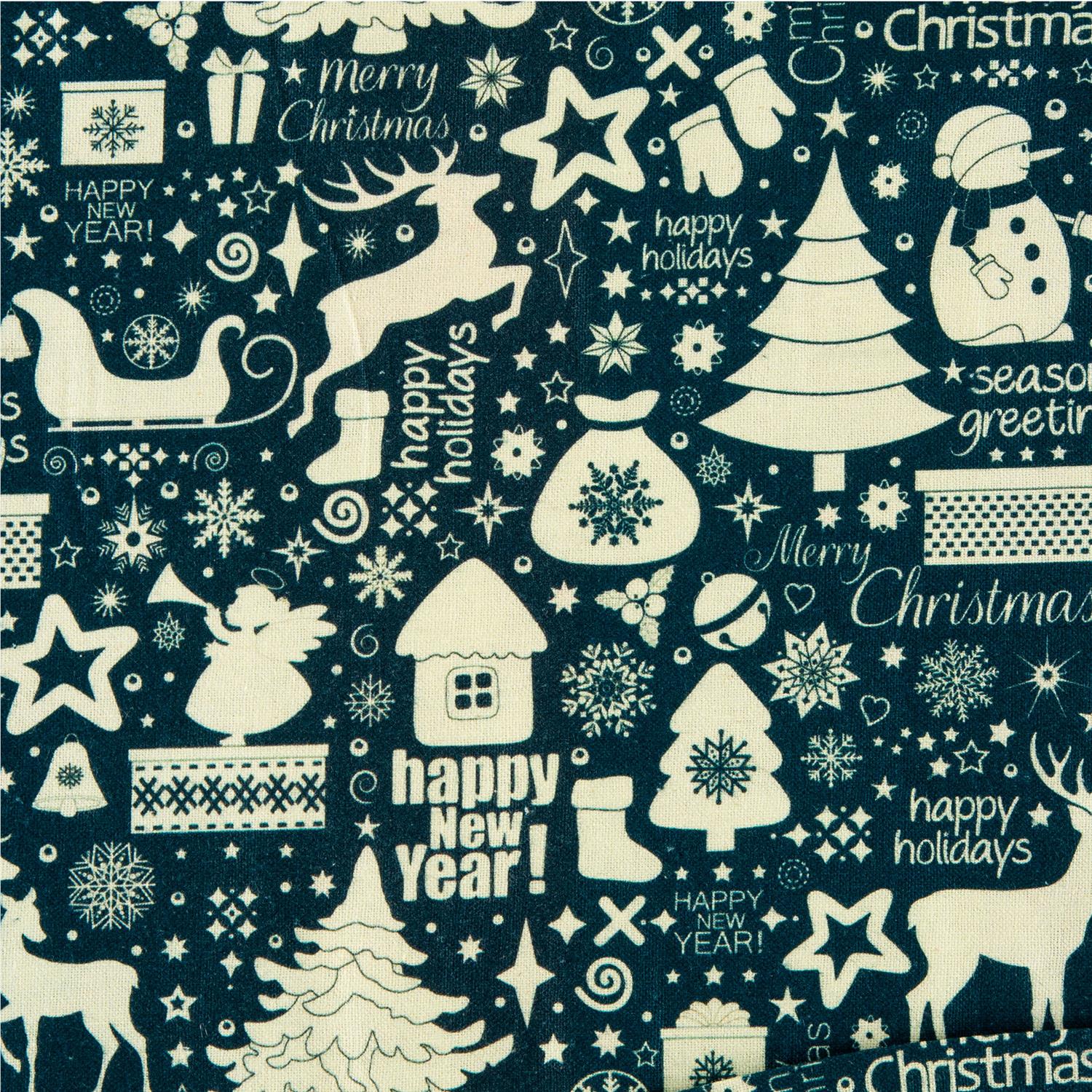 Fabric Freedom Christmas Digital Print 100% Quilting Cotton Fabric - Pick N Mix - 4 x 0.5m by 112cm/44" Wide - 2m in Total - Festive Silhouette