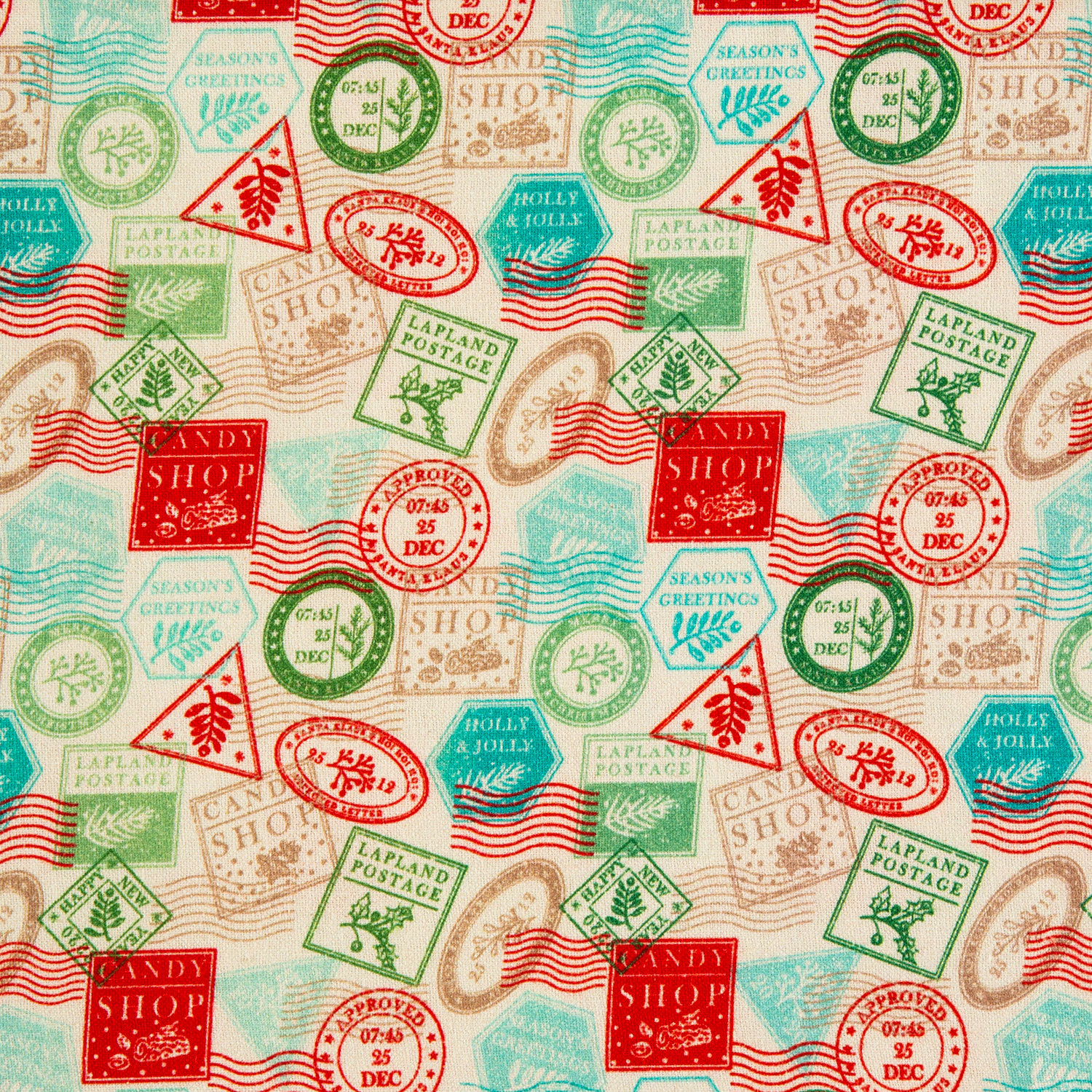 Fabric Freedom Christmas Digital Print 100% Quilting Cotton Fabric - Pick N Mix - 4 x 0.5m by 112cm/44" Wide - 2m in Total - Festive Franking Stamps