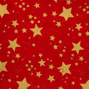 House of Alistair Gilt Big Red Star 100% Cotton - 135cm Wide x 1m Fabric Length - 561745