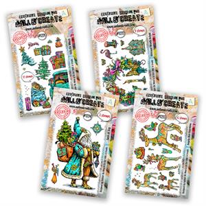 AALL & Create 4 x Stamp Sets - Gifts On Wheels, Ribboned Wreath Delight, Angelic Deer Guardians & Sack of Joy - 562653
