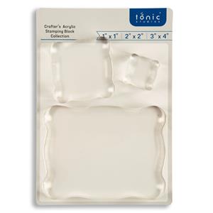 Tonic Studios Crafter's Acrylic Stamping Block Trio - 1x1", 2x2", 3x4" - 567332