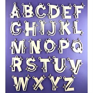 Bekbek Makes UV Resin - Wooden Alphabet Sparkle Keyring Blanks - A-Z Complete Letter Set - 572777