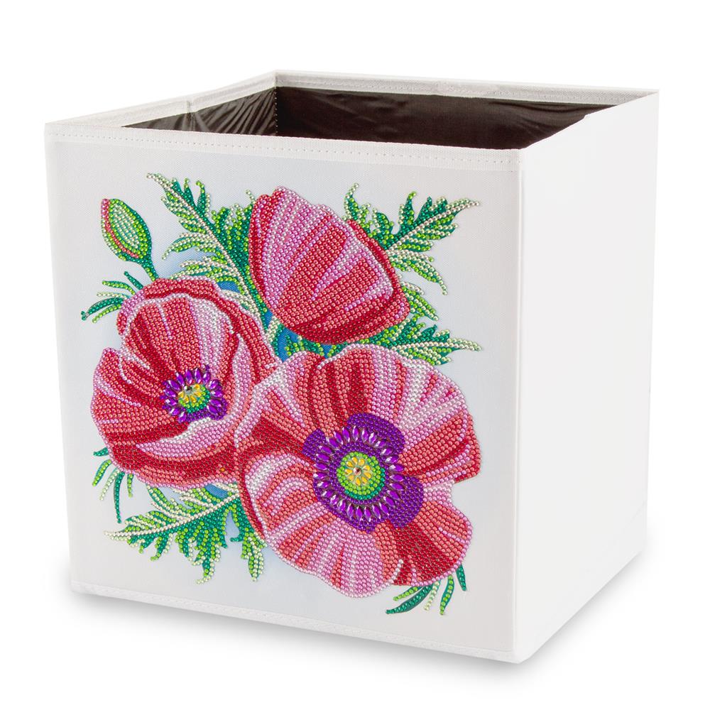 Crystal Art 3 x Pick n Mix Folding Storage Cubes - Pretty Poppies