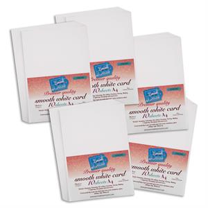 Personal Impressions 5 x Packs Smooth White Card - 50 Sheets - 591362