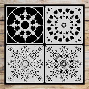 Craft Master Gilded Lines Diamond Bloom 8"x 8" Stencil Set - 4 Stencils - 601043