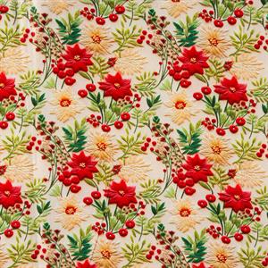 Fabric Freedom Christmas Knitted Poinsettia Digital Print 100% Quilting Cotton - 0.5m Fabric Length - 610381