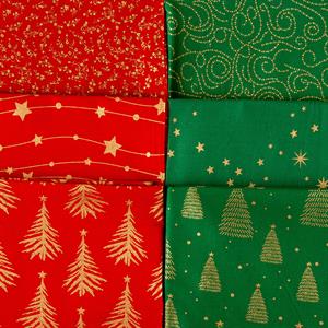 Fabric Freedom Premium Christmas Foiled 100% Quilting Cotton 3m Fabric Bundle - Includes: 6 x 0.5m (Prints May Vary) - 613189