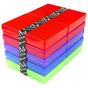 WestonBoxes 10 A4 Storage Boxes - Assorted Colours - 613272