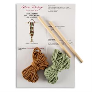 Silvar Design Macrame Mini Wall Hanging Kit - Makes 2 - Sage & Chocolate - 631495