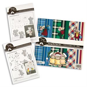 Two Jays 2 x Stamp & Die Sets 215 & 216 with Coordinating Paper Pad - Singing Mice - 634565