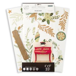 Redesign with Prima Small Decor 6x12" Transfers - Holiday Spirit - 3 Sheets - 644879