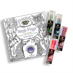 Sakura 12 x Gelly Roll Pens and Jessica Palmer Tangle Magic Colouring Book - 645794
