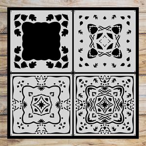 Craft Master Gilded Lines Floral Harmony 8"x 8" Stencil Set - 4 Stencils - 662291