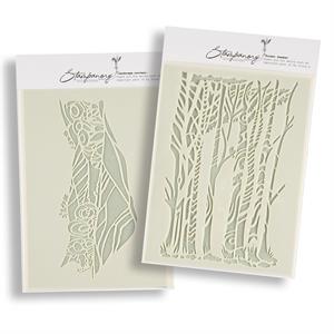 Stampanory 2 x 6x8" Stencils - Forest Shadow and Landscape Nouveau - 673961