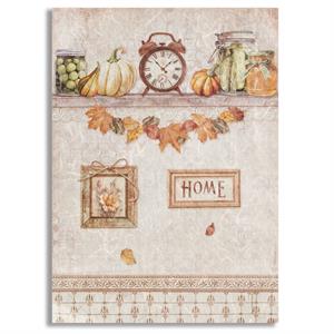 Stamperia Golden Harmony A4 Rice Paper - Clock & Pumpkins  - 686647