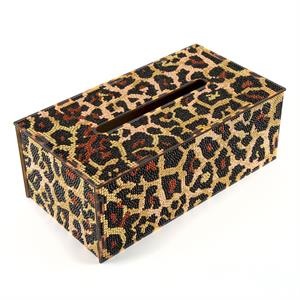 Crystal Art Rectangle Tissue Box - Leopard - 26 x10 x14cm - 690643