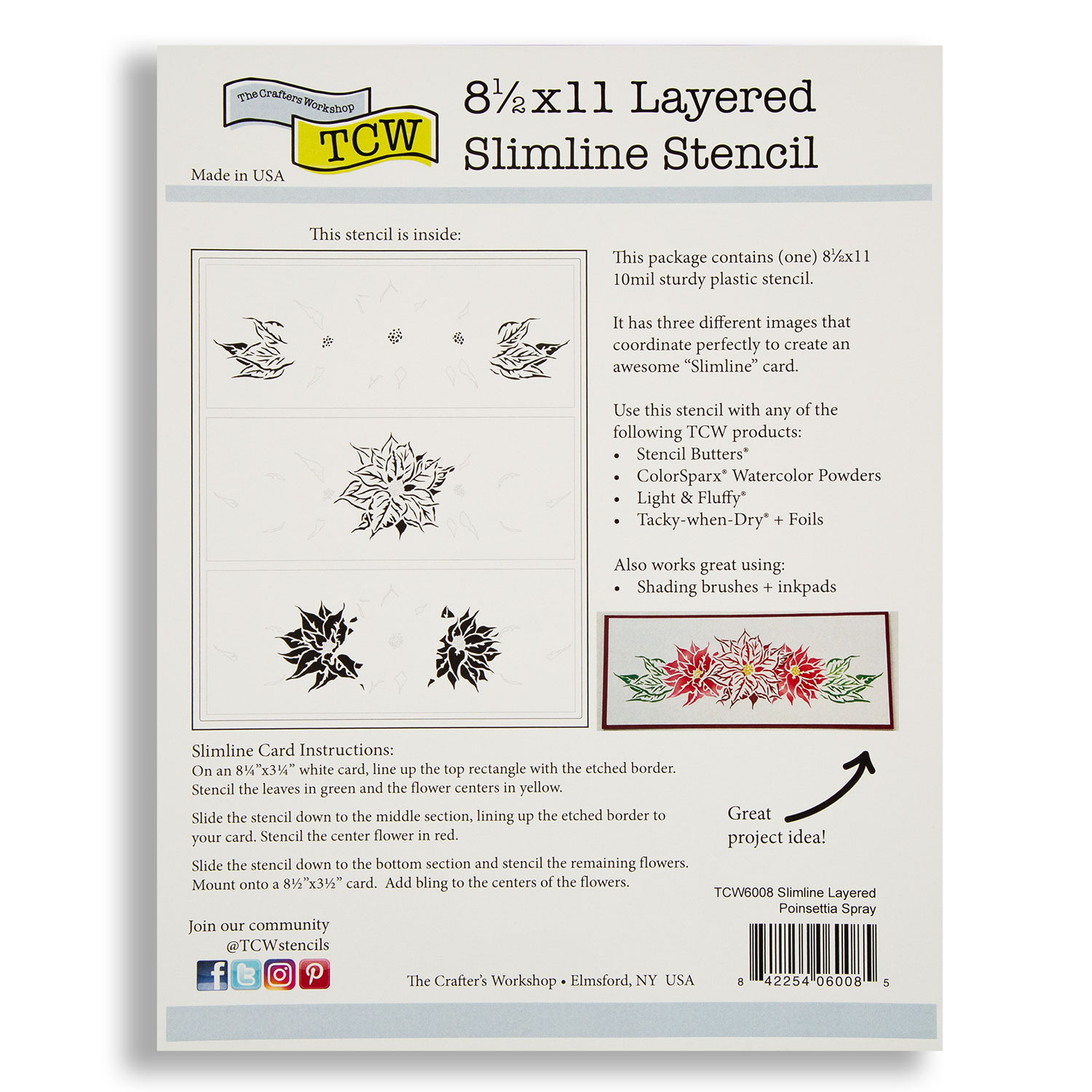 TCW All in One 8.5x11" Layering Christmas Stencil Pick N Mix - Choose 3 - Poinsettia Spray