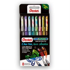 Pentel 8 x Dual Metallic Pen Wallet - Fantasy Colours - 709371