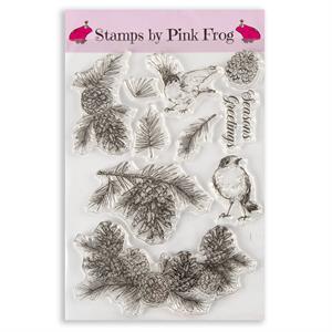 Pink Frog Crafts A5 Festive Pinecones Stamp Set - 10 Stamps - 728507