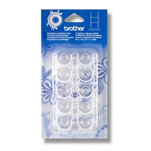Brother 11.5mm Bobbins Pack of 10 with Clip Sets - 741023