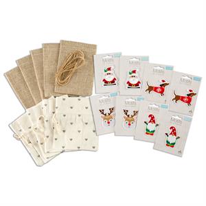 Trimits Create Your Own Christmas Bag 2 - 8 Motifs, 5 x Jute Bag & 5 x Cotton Bag - 754665