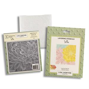 Lisa Horton Crafts 6x6" Abstract Dahlia Embossing Folder and Layering Stencils - 759336