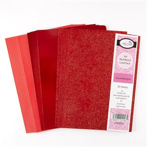 Dawn Bibby Creations 30 x A4 Glitter, Mirror & Pearl Card - Red Blend - 767687