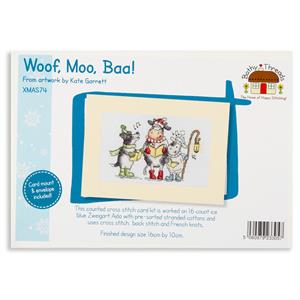 Bothy Threads Woof, Moo, Baa! Counted Cross Stitch Christmas Card Kit - 16 x 10cm - 770368