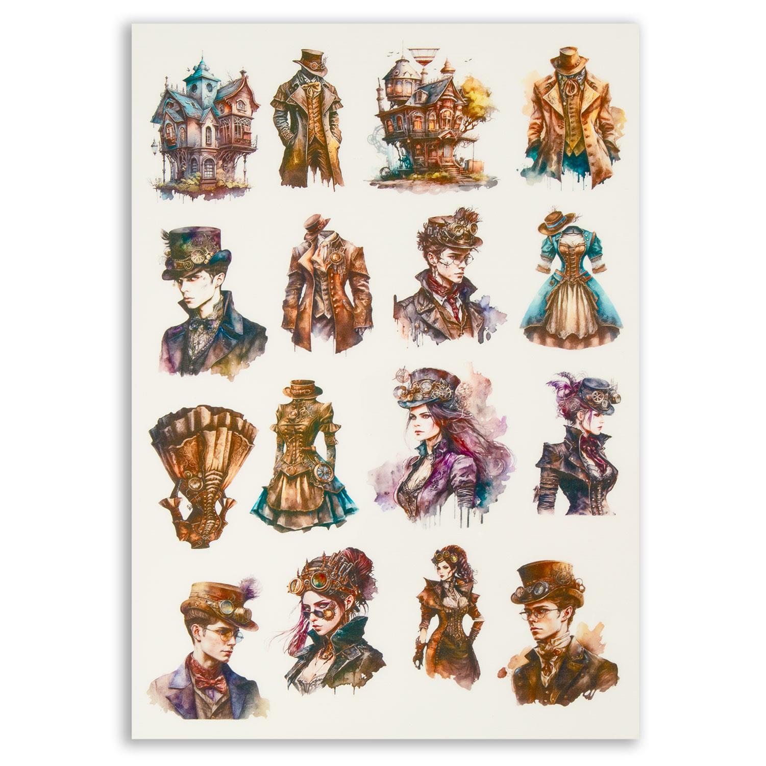 Emlems 4 x A4 Transparent Steampunk Sticker Sheets - Choose any 4 - Design 10