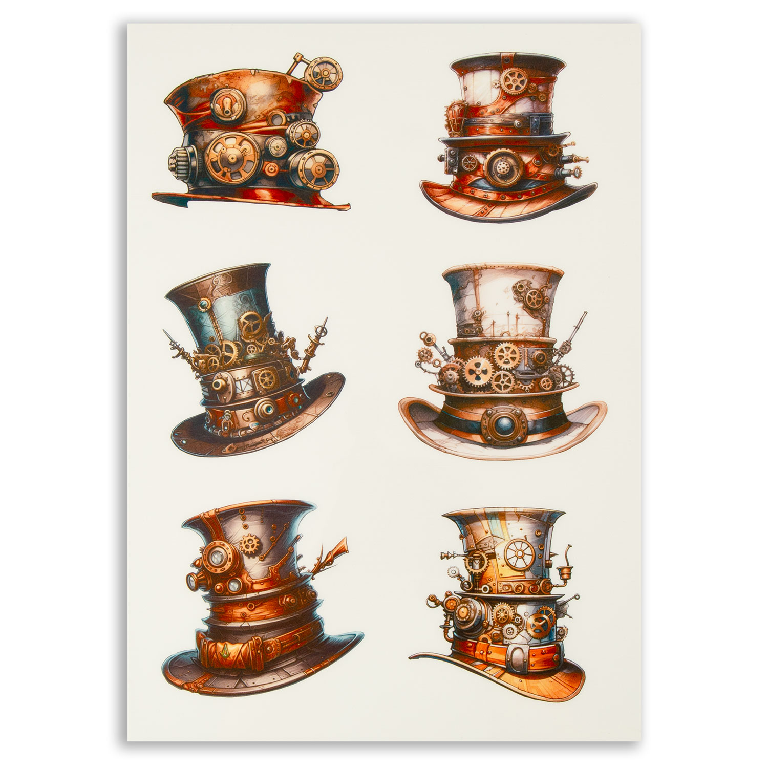 Emlems 4 x A4 Transparent Steampunk Sticker Sheets - Choose any 4 - Design 9