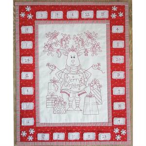 Daisy Chain Designs Reindeer Redwork Advent Pattern with Threads & Printed Panel - 773136