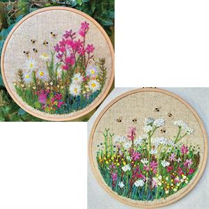 Rowandean Embroidery Summer Cow Parsley Meadow and Red Campion and Daisies - 780084