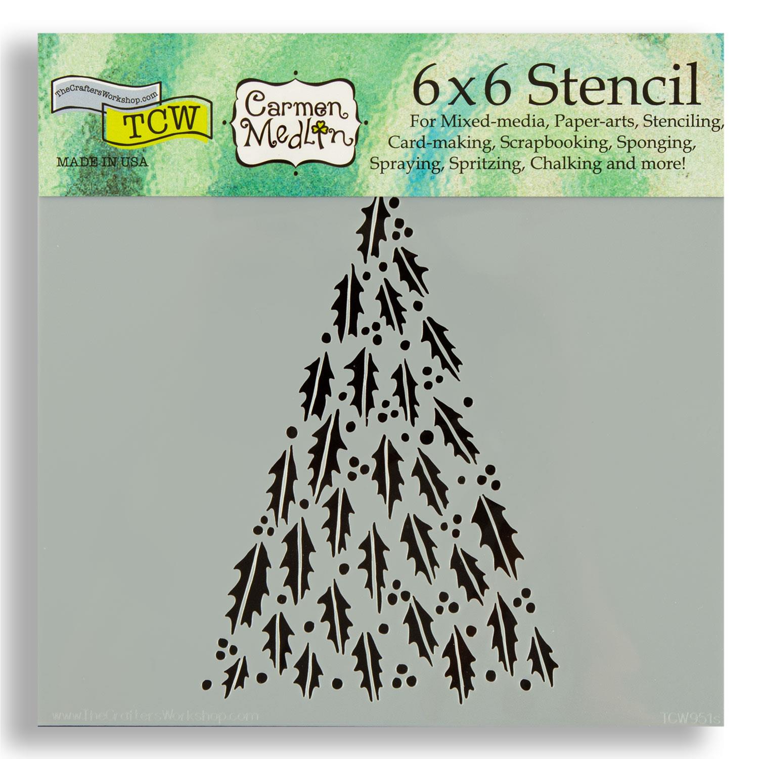 TCW 6x6" Christmas Stencil Pick N Mix - Choose 3 - Happy Holly Tree