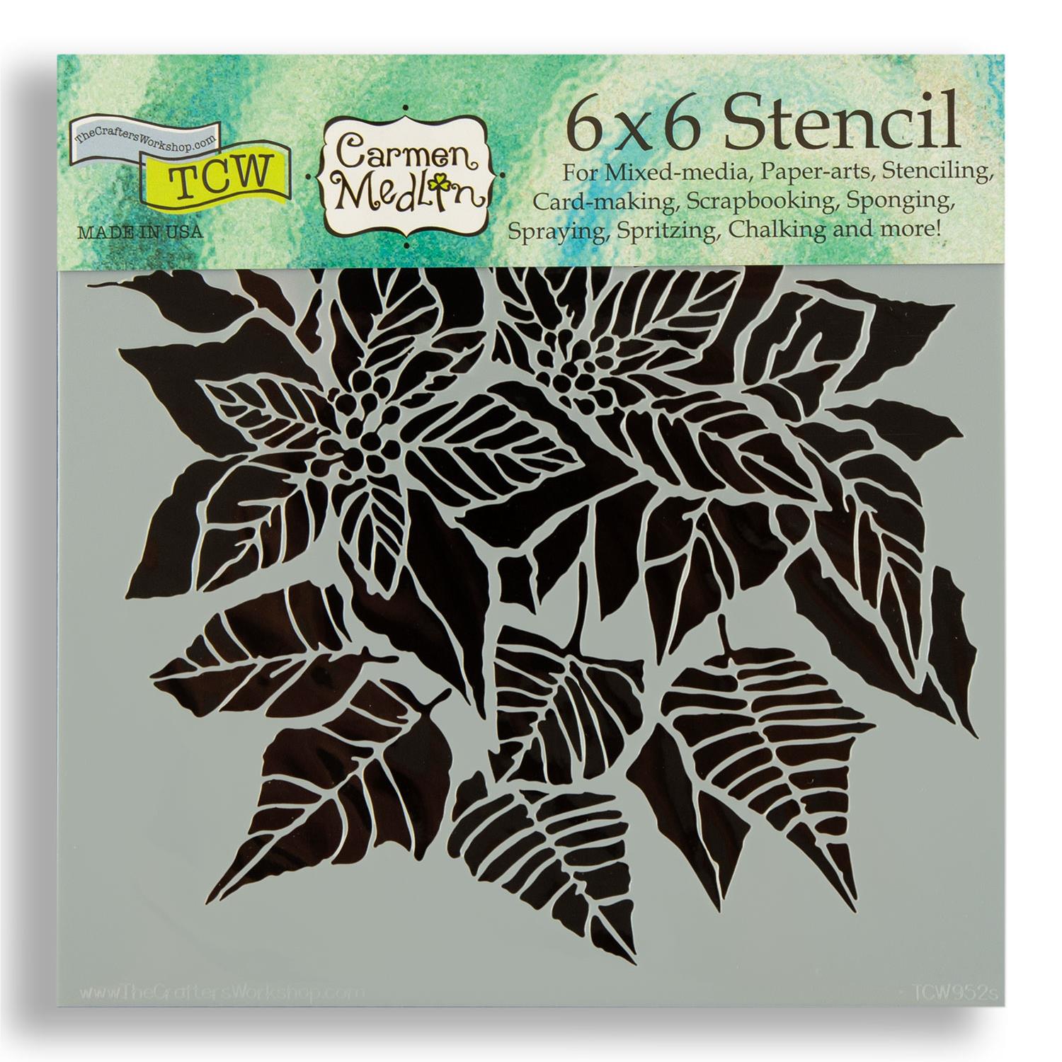 TCW 6x6" Christmas Stencil Pick N Mix - Choose 3 - Poinsettia