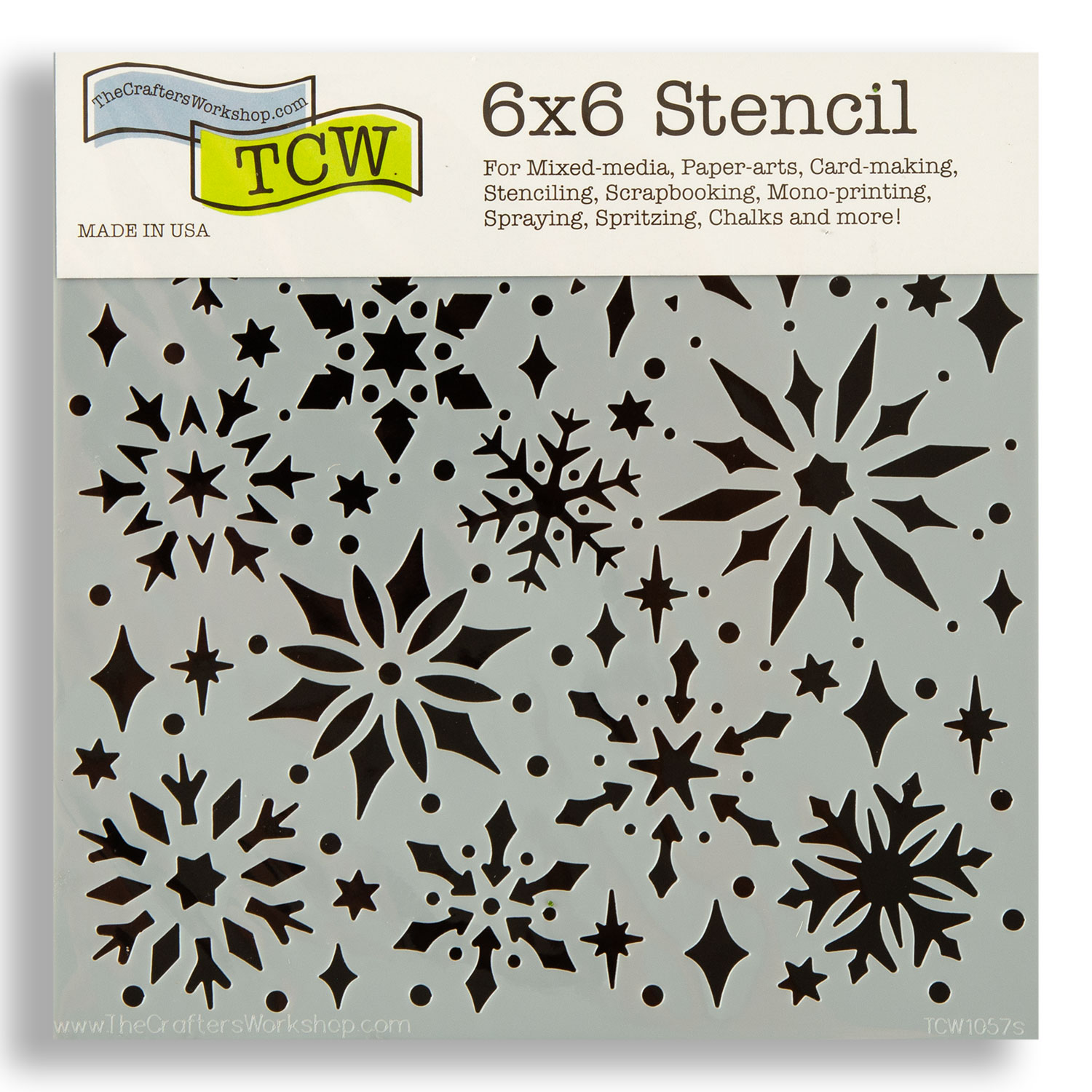 TCW 6x6" Christmas Stencil Pick N Mix - Choose 3 - Snowflake Sparkles