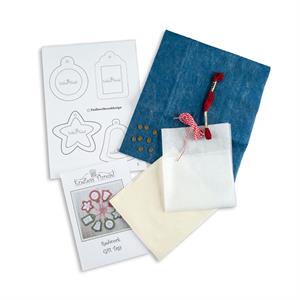 Daisy Chain Designs Blue Woolfelt Redwork Gift Tags Pattern and Starter Kit - 791731