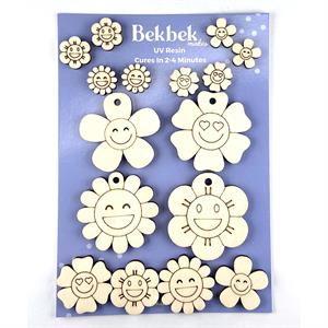 Bekbek Makes UV Resin - Happy Hippy Wooden Flowers Card and Jewellery Blanks - 802745