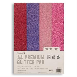 Jellybean Crafts 24 Sheets x A4 Assorted Low Shed Glitter Pad - Red, Purple, Pink & Fuschia - 809034