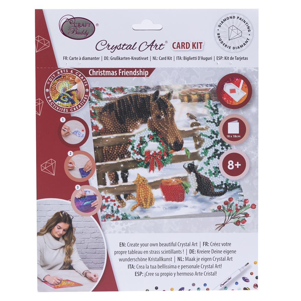 Crystal Art 4 x 18x18cm Pick n Mix Festive Cards - Christmas Friendship