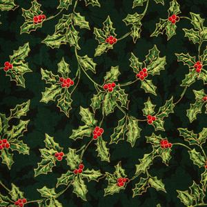 House of Alistair Gilt Holly 100% Cotton - 135cm Wide x 1m Fabric Length - 823310