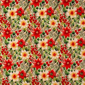 Fabric Freedom Christmas Knitted Poinsettia Mini Digital Print 100% Quilting Cotton - 0.5m Fabric Length - 867265