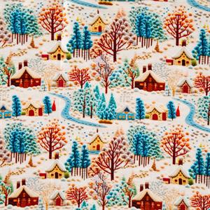 Fabric Freedom Christmas Knitted Winter Village Blues Digital Print 100% Quilting Cotton - 0.5m Fabric Length - 887212