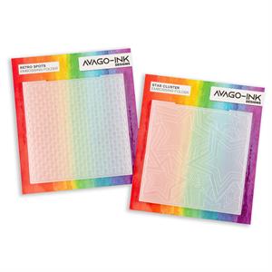 AVAGO-INK Retro Spots & Star Cluster 6x6" Embossing Folder Duo - 889040