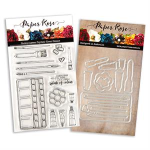Paper Rose Studios Stamp & Die Set - Arty Love Artist Tools - 15 Stamps & 14 Dies - 896065