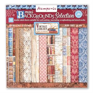 Stamperia Vintage Library - 12x12" Backgrounds Scrapbooking Pad with 10 x Sheets - 917127