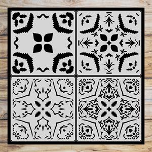 Craft Master Gilded Lines Floral Tapestry 8"x 8" Stencil Set - 4 Stencils - 927092