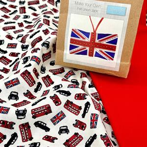 Natasha Makes 1/2m London Revival Bus, 1/2m Plain Red & Union Jack Felt Kit Bundle - 948955